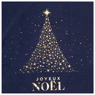 Serviettes de table (10) - Bleu Marin Joyeux Noël Party Shop