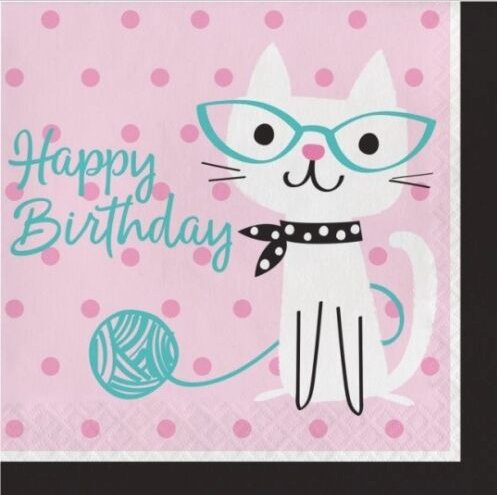 Serviettes De Table (16) Happy Birthday - Chaton Mignon Party Shop