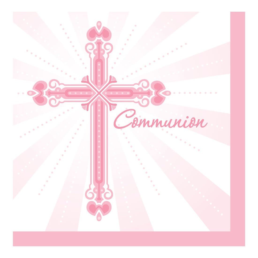 Serviettes De Table (36) - Croix Rose (Communion) Party Shop