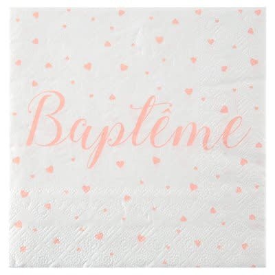 Serviettes De Table Baptême Corail (20) Party Shop