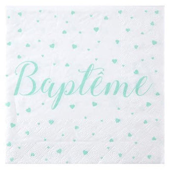 Serviettes De Table Baptême Mint (20) Party Shop