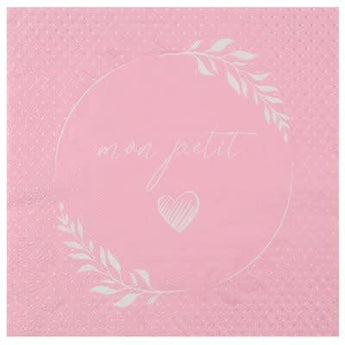 Serviettes De Table Baptême Nacré Rose (20) Party Shop