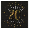 Santex - Serviettes De Table Étincelant Or Noir 20 Ans (10) - Party Shop