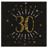 Santex - Serviettes De Table Étincelant Or Noir 30 Ans (10) - Party Shop