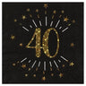 Santex - Serviettes De Table Étincelant Or Noir 40 Ans (10) - Party Shop