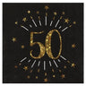 Santex - Serviettes De Table Étincelant Or Noir 50 Ans (10) - Party Shop