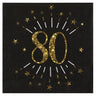 Santex - Serviettes De Table Étincelant Or Noir 80 Ans (10) - Party Shop