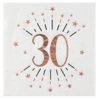 Serviettes De Table Étincelant Rose Gold 30 Ans (10) Party Shop