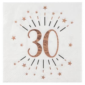 Serviettes De Table Étincelant Rose Gold 30 Ans (10) Party Shop