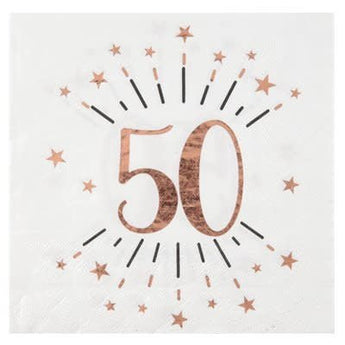 Serviettes De Table Étincelant Rose Gold 50 Ans (10) Party Shop