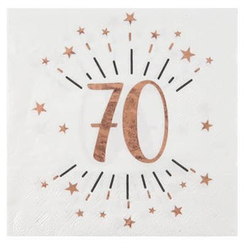 Serviettes De Table Étincelant Rose Gold 70 Ans (10) Party Shop