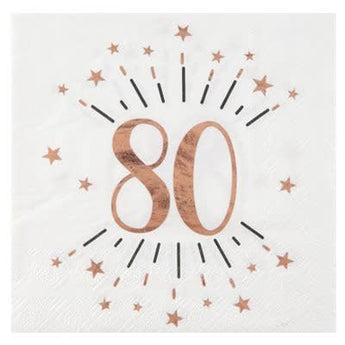 Serviettes De Table Étincelant Rose Gold 80 Ans (10) Party Shop