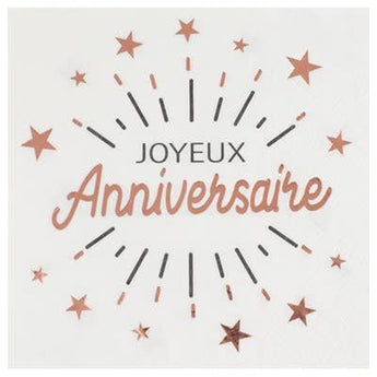 Serviettes De Table Joyeux Anniversaire Rose (10) Party Shop