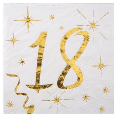 Serviettes De Table Or 18 Ans (20) Party Shop