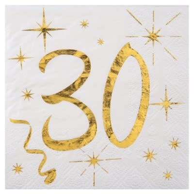 Serviettes De Table Or 30 Ans (20) Party Shop