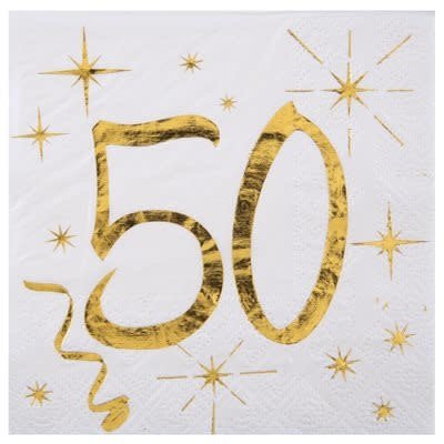 Serviettes De Table Or 50 Ans (20) Party Shop