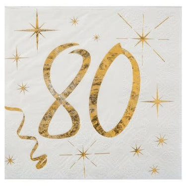 Santex - Serviettes De Table Or 80 Ans (20) - Party Shop