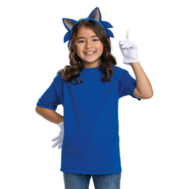 Official Sonic the Hedgehog kids’ accessory set – includes headband with ears, white gloves, and optional nose – perfect for Halloween, cosplay, or video game–themed parties- Disguise- Party Shop