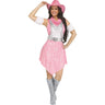 Sparkle Cowgirl costume for adult women – glitter dress with belt, neckerchief, puff sleeves, and cowgirl hat – perfect for Halloween or western parties - FunWorld - Party Shop