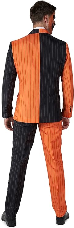 SUITMEISTER - Suitmeister Jack O’Lantern men’s costume – pinstripe Halloween pumpkin outfit with jacket, pants, and tie. Perfect for spooky and stylish parties. -Party Shop