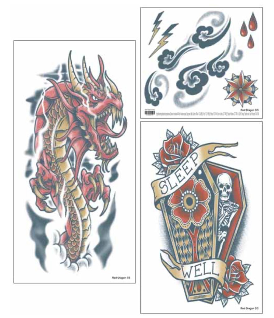 Tatouage Temporaire - Manche Dragon Rouge Party Shop