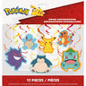 Unique - Décorations suspendues en spirale avec découpes de Pokémon, 12 unités - Party Shop
