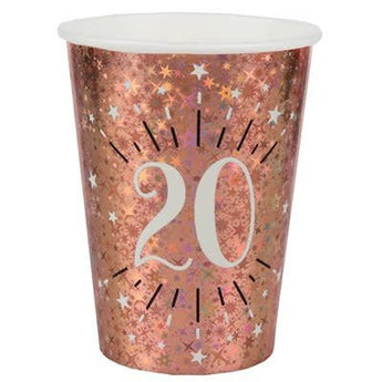 Verres 9 0Z Étincelant Rose Gold 20 Ans (10) Party Shop