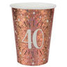 Santex - Verres 9 0z - Étincelant Rose Gold 40 Ans  (10) - Party Shop
