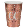 Santex - Verres 9 0z - Étincelant Rose Gold 60 Ans  (10) - Party Shop