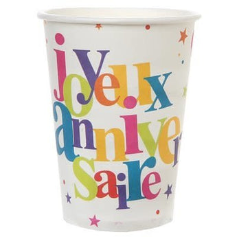 Verres 9 Oz Joyeux Anniversaire Festif Multicolore (10) Party Shop