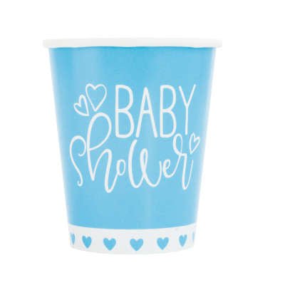 Verres 9Oz Baby Shower (8) - Coeurs Bleu Party Shop