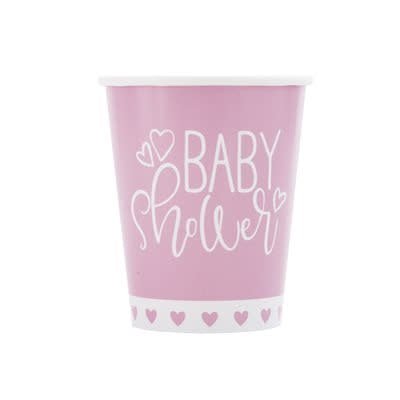 Verres 9Oz Baby Shower (8) - Coeurs Rose Party Shop