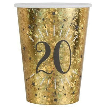 Verres 9Oz Étincelant Or 20 Ans (10) Party Shop