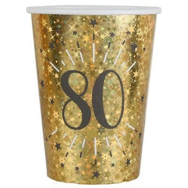 Santex - Verres 9Oz - Étincelant Or 80 Ans (10) - Party Shop