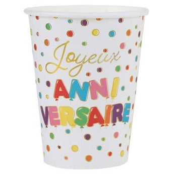 Verres 9Oz Joyeux Anniversaire (10) Party Shop