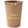 Santex - Verres 9Oz - Joyeux Anniversaire Kraft et Or (10) - Party Shop