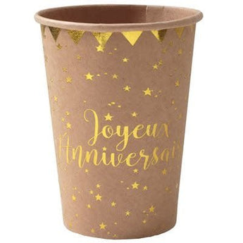 Verres 9Oz Joyeux Anniversaire Kraft (10) Party Shop