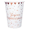 Santex - Verres 9Oz - Joyeux Anniversaire Blanc et Rose Gold (10) - Party Shop