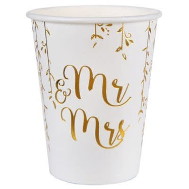 Santex - Verres 9Oz Or - Mr & Mrs (10) - Party Shop