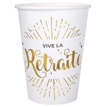 Verres 9Po Vive La Retraite Blanc (10) Party Shop