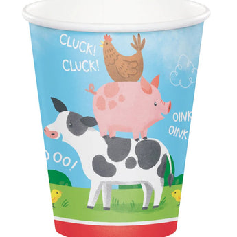 Verres En Carton 9Oz (8) - Animaux De La Ferme Party Shop