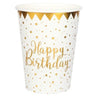 Santex - Verres 9Oz - Happy Birthday Or et Blanc (10) - Party Shop