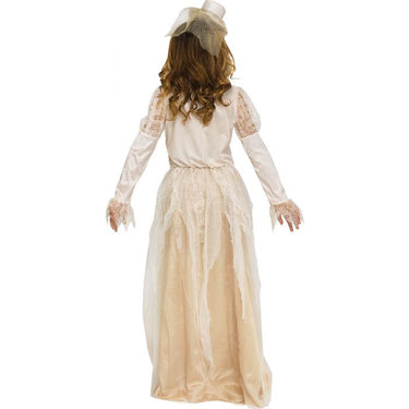 Victorian Bride costume for girls – antique lace gown with tattered details, bone print bodice, hat with veil – perfect for Halloween - FunWorld - Party Shop