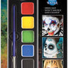 Festive water-activated face paint palette with 6 vibrant colors and brush – quick-drying, smudge-free, safe for kids and adults - Cinema Secrets - Woochie - Party Shop
