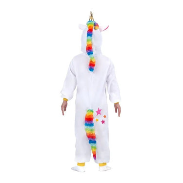 MOM - Child white unicorn costume kigurumi with hood and tail – magical and comfy outfit for kids 7 to 12 years – perfect for Halloween, carnival, cosplay or pajama party – Party Shop