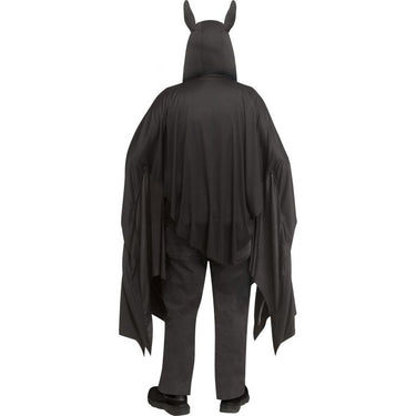 Wicked Wing Bat costume for adults featuring 8-foot collapsible wings, lightweight tunic, and hood – perfect for Halloween, cosplay, or spooky events. - FunWorld - Party Shop