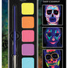 Woochie neon glow water-activated face paint palette with 6 UV-reactive colors and brush – perfect for festivals, Halloween, and blacklight parties - Cinema Secrets - Party Shop