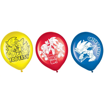 Sac De 6 Ballons Latex 12Po - Sonic - Party Shop