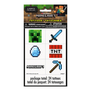 Tatouages (24Pc) - Pixel (Minecraft) - Party Shop