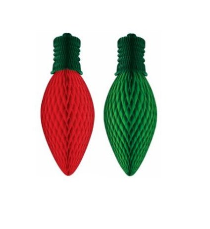 Ampoule De Noël En Papier 3D Vert Ou Rouge 36Po (1)Party Shop